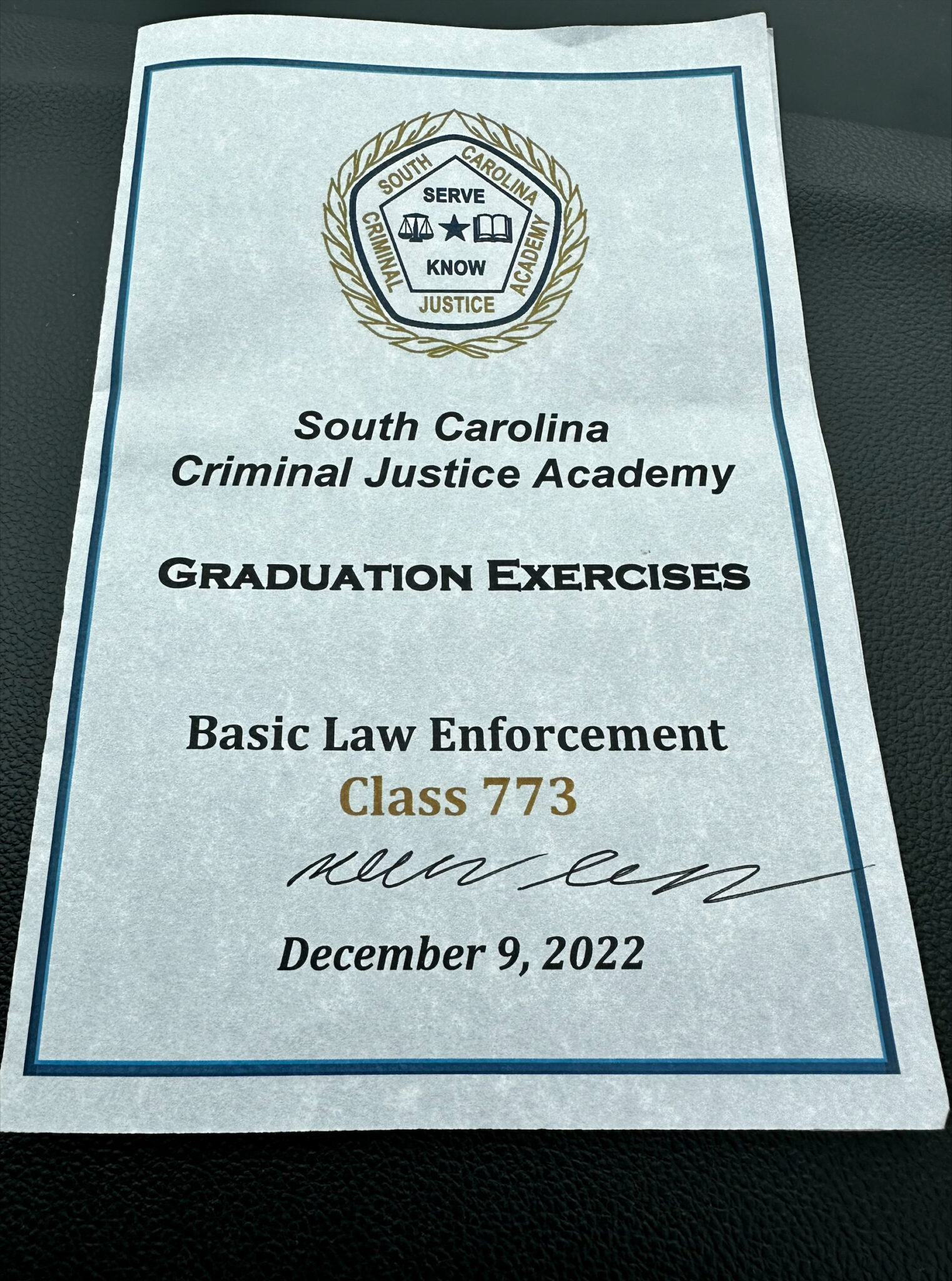 NCPD Officer Kellogg graduates from Criminal Justice Academy City of